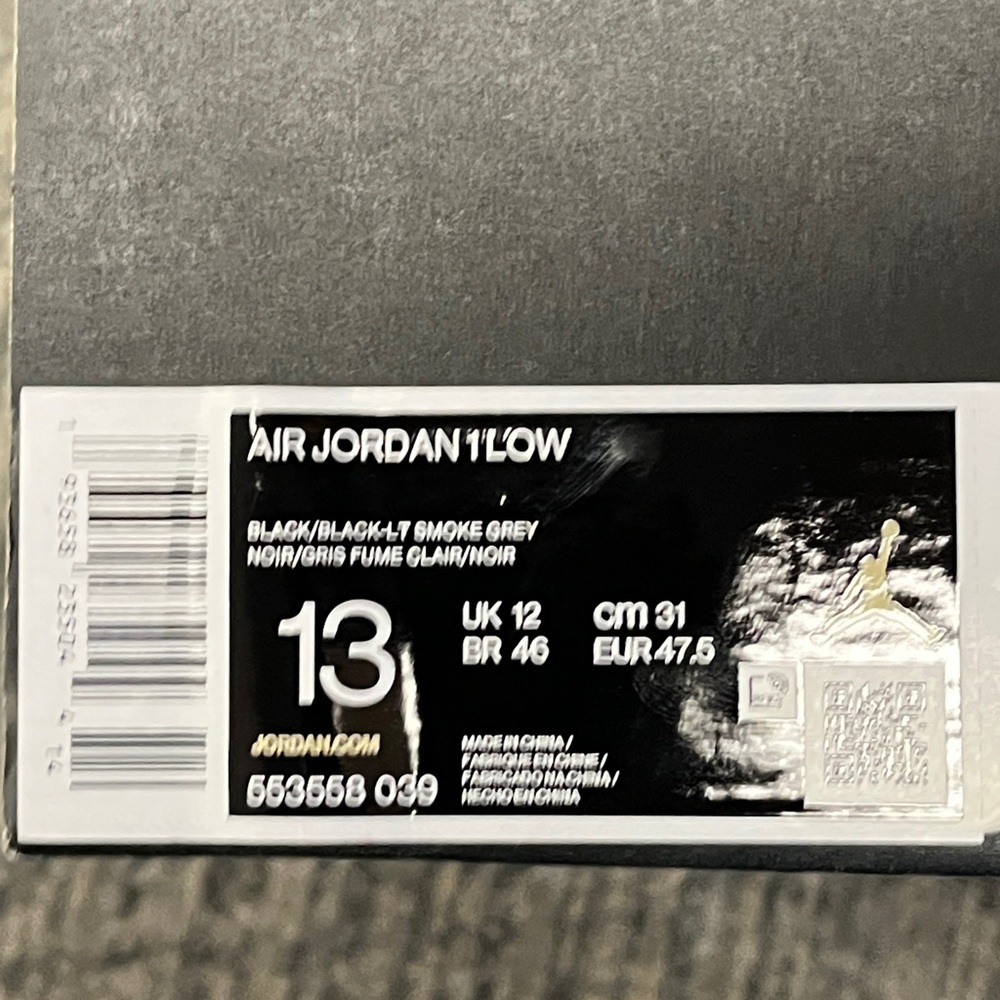 Nike Air Jordan 1 Low Black and Smoke Gray. “Shadow” - Picture 7 of 10